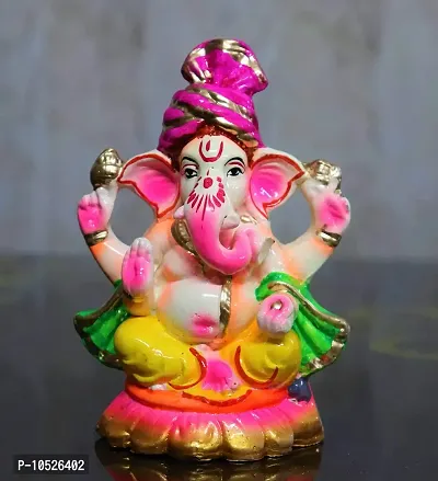 Sawan Shopping Mart Superb 7 INCH Eco-Friendly Water Soluble Ganpati for Ganesh Chaturthi, Idols for Home,Ganpati murti Pure Terracotta Pooja use 7 Inch(Multicolour)