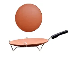 R.V. CRAFTS Terracotta Desi Tawa with Stand with Extra Tawa Without Stand - Brown, 20 x 20 x 20 cm-thumb1