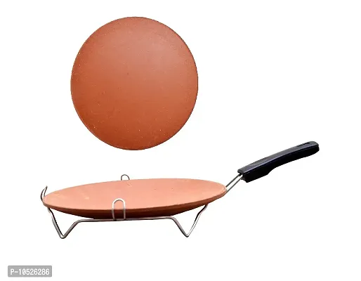 R.V. CRAFTS Terracotta Desi Tawa with Stand with Extra Tawa Without Stand - Brown, 20 x 20 x 20 cm-thumb2