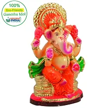 Amazingindiaonline Handicraft Eco-Friendly Colorful Water Soluble Clay Ganesha Statue Indian God Sculpture (Multicolour, Full Size)-thumb1