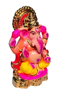 BANSIGOODS Handicraft Eco Friendly Ganesha Colorful Indian God Water Soluble Clay Sculpture Statue (Multicolour, Standard Size)-thumb3