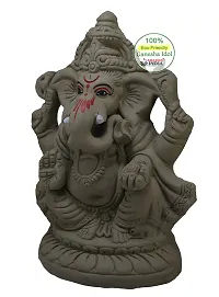 Amazingindiaonline India Handcrafted Eco Friendly Ganesha Statue Plain Clay Indian God Sculpture for Ganpati Visarjan Idol (Multicolour, 8 Inches)-thumb1