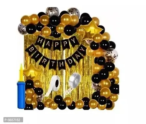 Trendy Happy Birthday Decoration Kit Combo - 61 Pcs For Birthday Decor (Set Of 61)-thumb0