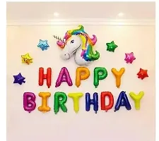 Trendy Unicorn Theme Birthday Decorations Items Combo Set - 9Pcs Kit With Hbd Foil Balloon, Unicorn Foil Balloon For Bday Decoration For Girls, Boys-thumb3