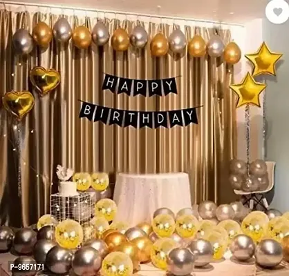 Trendy Golden  Silver Birthday Balloons For Decoration - Pack Of 53 Pcs - Happy Birthday-thumb0