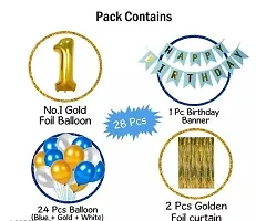 Trendy Kalrazzgifts Birthday Decoration Kit For 1St Birthday Boys - 28Pcs With Foil Curtain - Birthday Supplies-thumb3
