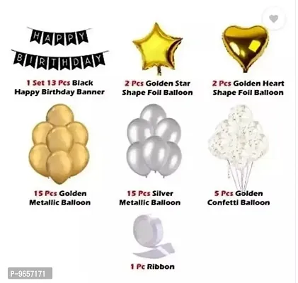 Trendy Golden  Silver Birthday Balloons For Decoration - Pack Of 53 Pcs - Happy Birthday-thumb2