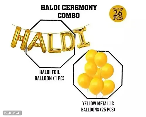 Trendy Kalrazzgifts Haldi Ceremony Decoration,Haldi Ceremony Decoration Kit,Haldi Bride To Be Wedding Balloon And Haldi Foil Balloon 1 Set-25 Yellow Balloon-thumb2