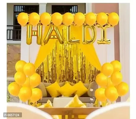 Trendy Kalrazzgifts Haldi Ceremony Decoration,Haldi Ceremony Decoration Kit,Haldi Bride To Be Wedding Balloon And Haldi Foil Balloon 1 Set-25 Yellow Balloon-thumb0