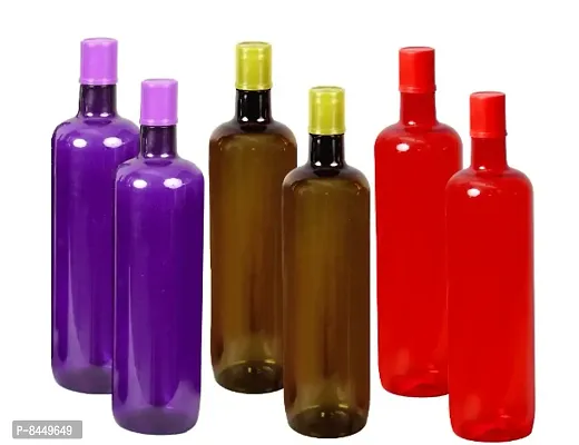 Classy 1 ltr Water Bottles, Set of 6, MULTICOLOR, Italia