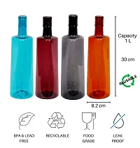 Elegant 1 ltr Water Bottles, Set of 4, MULTICOLOR, Frost-thumb1
