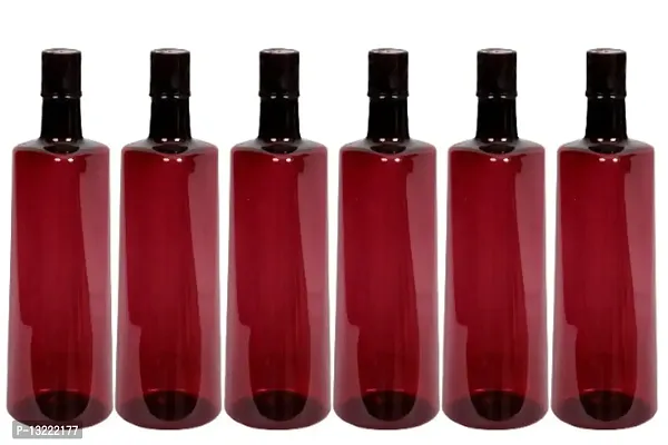 Stylish 1 ltr Water Bottles, Set of 6, WINERED, Frost