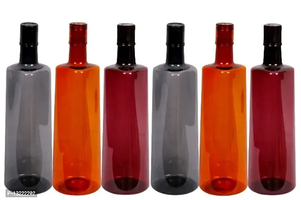 Stylish 1 ltr Water Bottles, Set of 6, WINE,GREY,ORANGE Frost