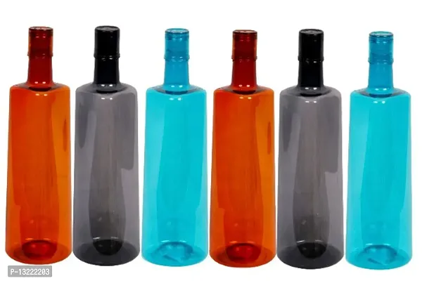 Stylish 1 ltr Water Bottles, Set of 6, ORANGE, BLUE, GREY Frost
