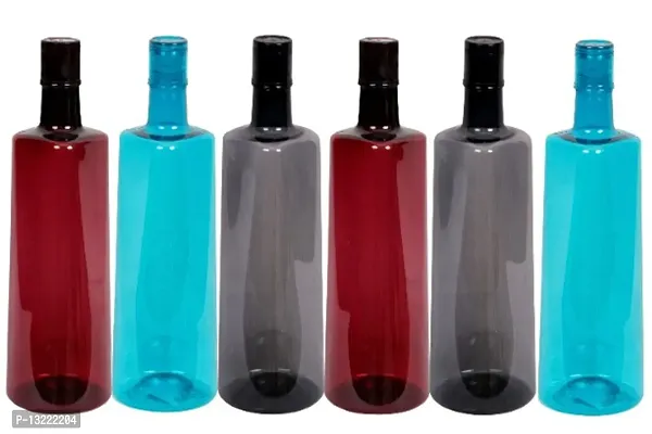 Stylish 1 ltr Water Bottles, Set of 6, WINE RED, BLUE, GREY Frost