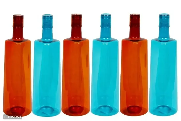 Stylish 1 ltr Water Bottles, Set of 6, Orange  Blue, Frost