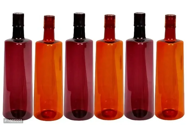 Stylish 1 ltr Water Bottles, Set of 6, Red  Orange, Frost