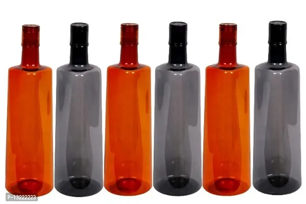 Stylish 1 ltr Water Bottles, Set of 6, Orange  Grey, Frost