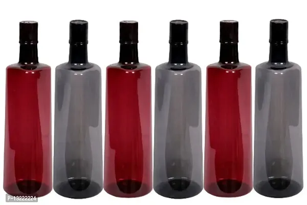 Stylish 1 ltr Water Bottles, Set of 6, Grey  Wine Red, Frost