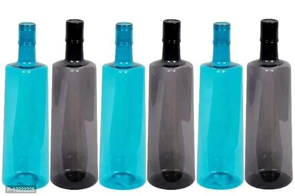 Stylish 1 ltr Water Bottles, Set of 6, Blue  Grey, Frost
