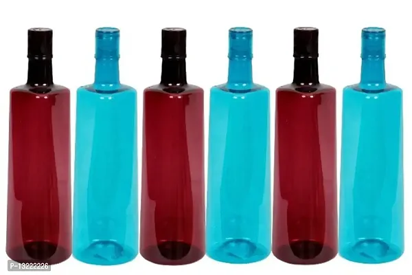 Stylish 1 ltr Water Bottles, Set of 6, Red  Blue, Frost