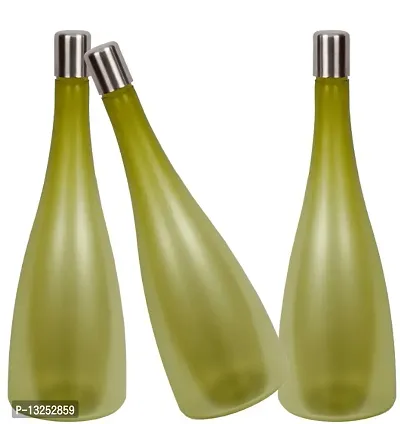Trendy Pastel 1.3 ltr Water Bottles, Set of 3, with STEEL CAP, Olive Green, FROSY TALL-thumb0