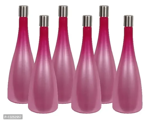 Trendy Pastel 1.3 ltr Water Bottles, Set of 6, with STEEL CAP, PINK,  FROSY TALL-thumb0