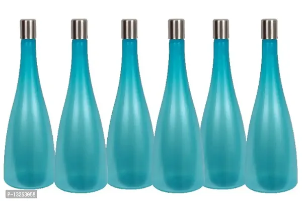 Trendy Pastel 1.3 ltr Water Bottles, Set of 6, with STEEL CAP, BLUE,  FROSY TALL