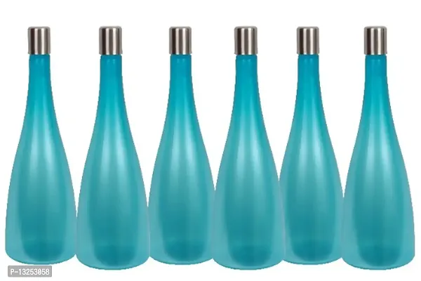 Trendy Pastel 1.3 ltr Water Bottles, Set of 6, with STEEL CAP, BLUE,  FROSY TALL-thumb0