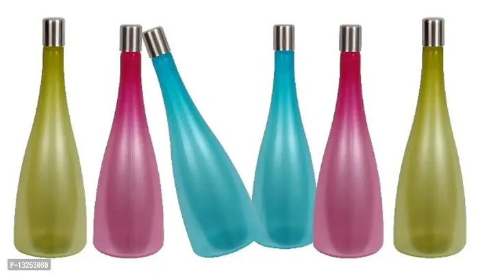 Trendy Pastel 1.3 ltr Water Bottles, Set of 6, with STEEL MULTICOLOR,  FROSY TALL