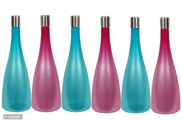 Trendy Pastel 1.3 ltr Water Bottles, Set of 6, with STEEL CAP, PINK  BLUE,  FROSY TALL