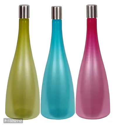 Trendy Pastel 1.3 ltr Water Bottles, Set of 3, with STEEL CAP, MULTICOLOR, FROSY TALL-thumb3