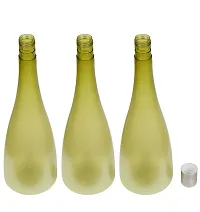 Trendy Pastel 1.3 ltr Water Bottles, Set of 3, with STEEL CAP, Olive Green, FROSY TALL-thumb2