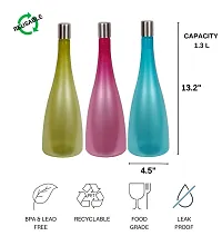 Trendy Pastel 1.3 ltr Water Bottles, Set of 3, with STEEL CAP, Olive Green, FROSY TALL-thumb3