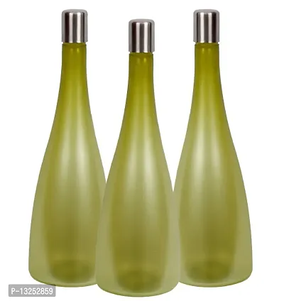 Trendy Pastel 1.3 ltr Water Bottles, Set of 3, with STEEL CAP, Olive Green, FROSY TALL-thumb5