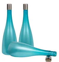 Trendy Pastel 1.3 ltr Water Bottles, Set of 3, with STEEL CAP, BLUE, FROSY TALL-thumb2