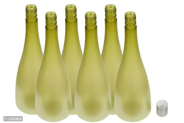 Trendy Pastel 1.3 ltr Water Bottles, Set of 6, with STEEL CAP, OLIVE GREEN,  FROSY TALL-thumb2