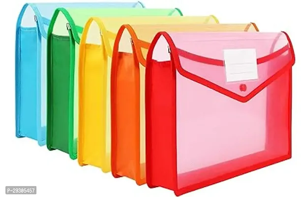Dotpot Transparent Envelope Folder,Poly-Plastic A4 Documents File Storage Bag With Snap Button Set Certificates 4