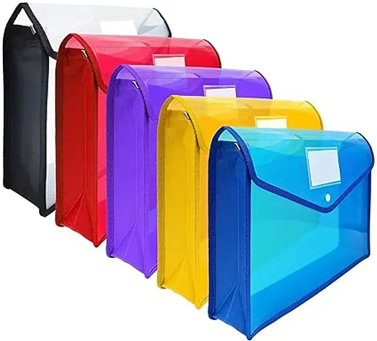Dotpot Transparent Envelope Folder,Poly-Plastic A4 Documents File Storage Bag With Snap Button Set Legal 4