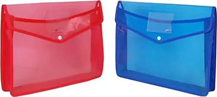 Dotpot Transparent Envelope Folder,Poly-Plastic A4 Documents File Storage Bag With Snap Button Set Of 2