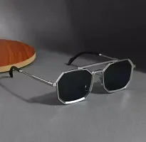 Red Monk Black Metal Retro Square Sunglasses For Men-thumb1