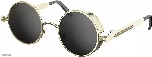 Red Monk Black Metal Round Sunglasses For Men-thumb0