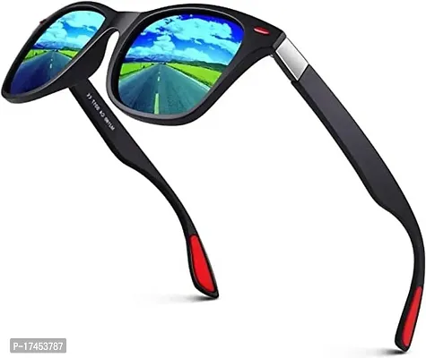 Red Monk Blue Polycarbonate Wayfarer Sunglasses For Men-thumb0