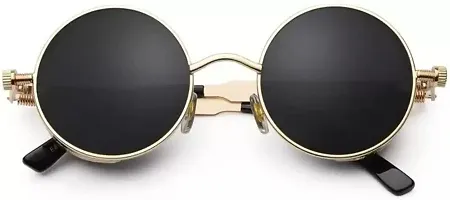 Red Monk Black Metal Round Sunglasses For Men-thumb2