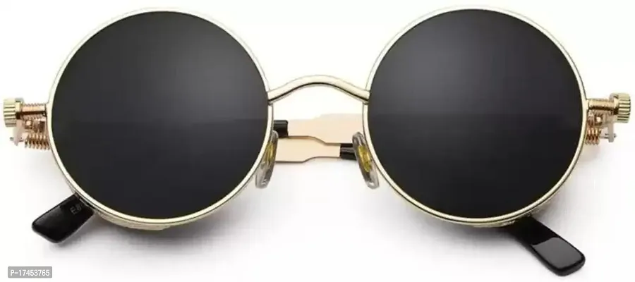 Red Monk Black Metal Round Sunglasses For Men-thumb3