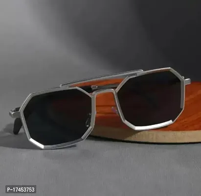 Red Monk Black Metal Retro Square Sunglasses For Men-thumb0