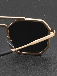 Red Monk Black Metal Retro Square Sunglasses For Men-thumb4