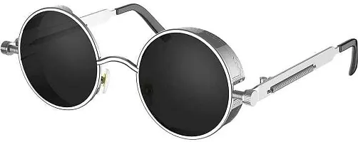 Red Monk Black Metal Round Sunglasses For Men-thumb1