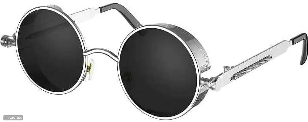 Red Monk Black Metal Round Sunglasses For Men-thumb2