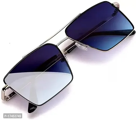 Red Monk Blue Polycarbonate Rectangular Sunglasses For Men
